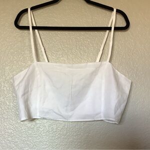 Victoria's Secret Swim White Cover Crop Tank Top Open Back Linen Women's X-Large